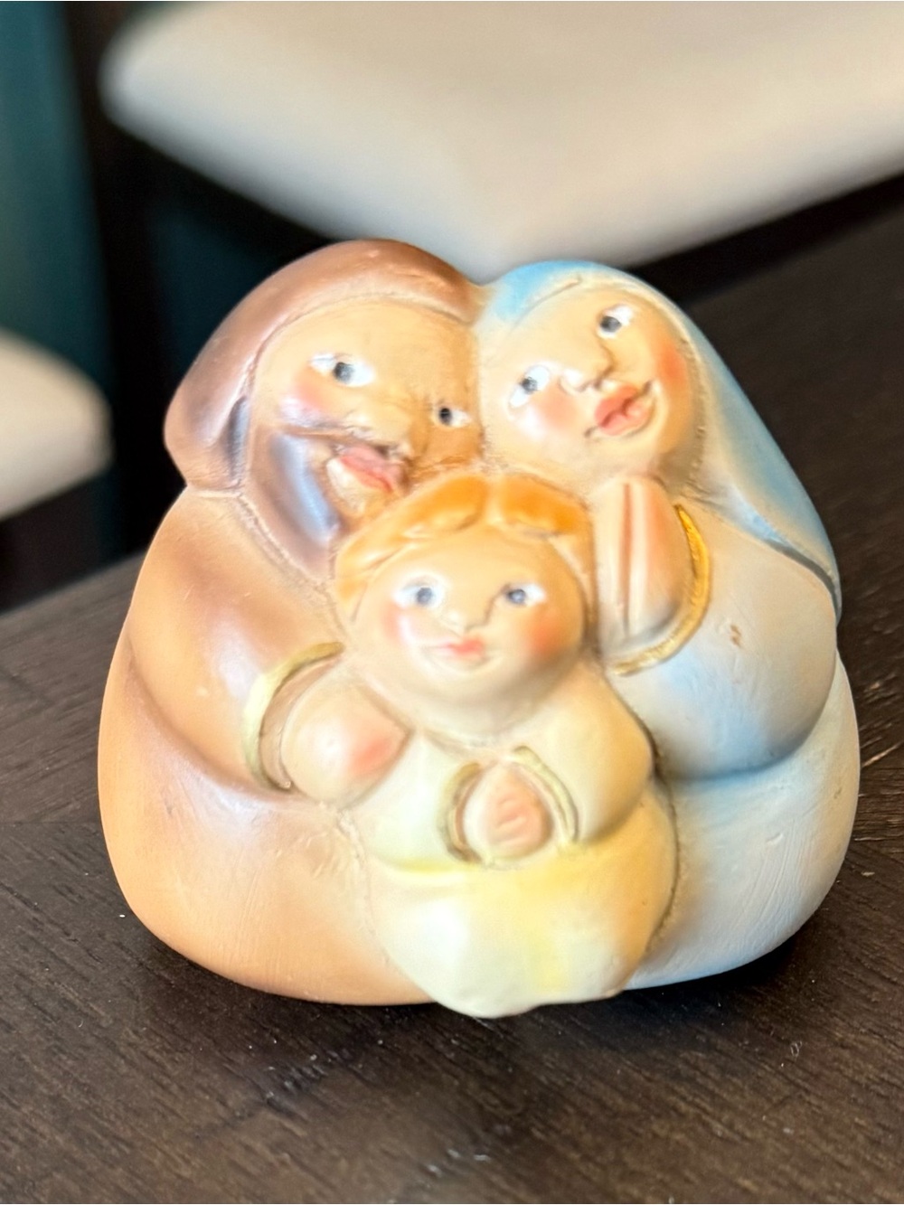 Vintage Santa Teresita Peru Holy Family Figurine Plaster Miniature 2.5